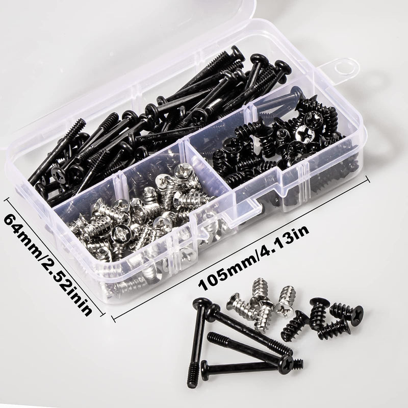 PC Computer Case Cooling Fan Screws Cross Recessed Head Self Tapping Screw M5x10 Black and Silver Case Fan Mount Screws Long Short Screws Kit