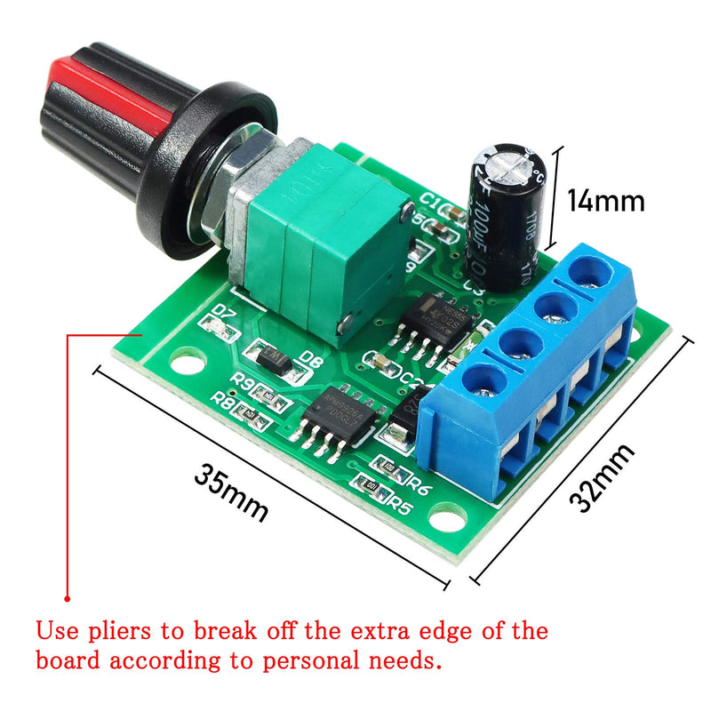 WayinTop 2pcs PWM Motor Speed Controller DC 1.8V 3V 5V 6V 12V 2A 1803BK Adjustable Speed Controller Low Voltage Control Module Controller with Button
