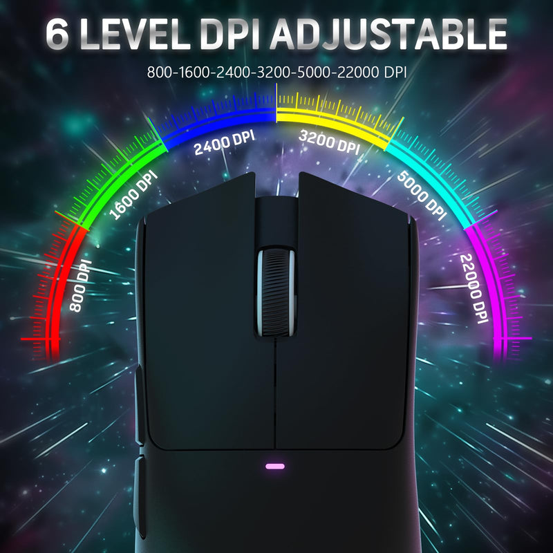 MAGIC-REFINER ATTACK SHARK X11 59g Superlight Wireless Gaming Mouse with Magnetic RGB Charging Dock，BT/2.4G Wireless/Wired Mouse, 22000 DPI，5 Programmable Buttons for PC/Laptop/Mac（Black） black