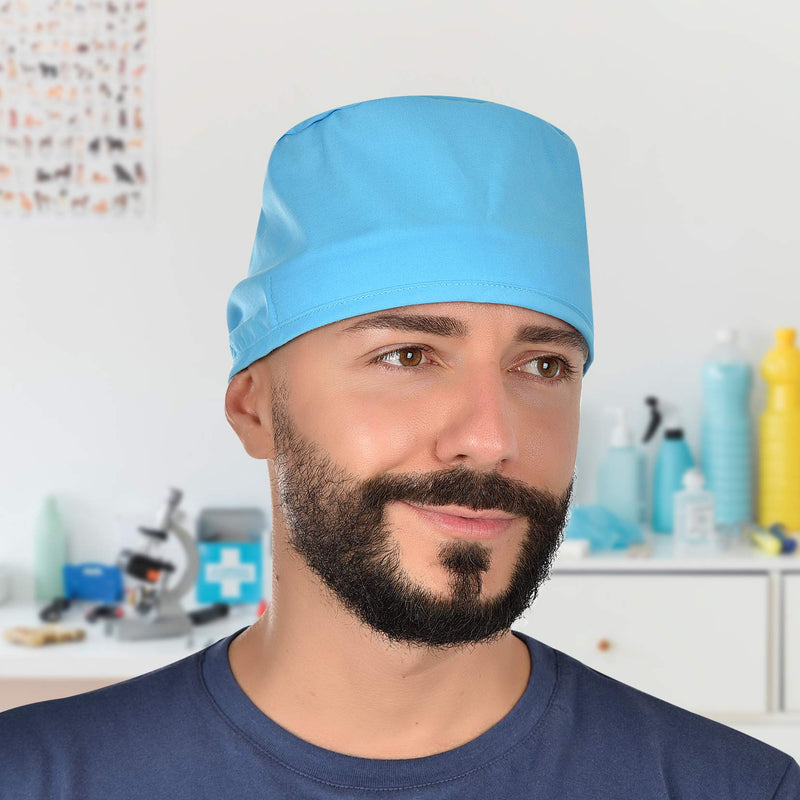 B-well Cloth Cap for Nurses, Doctors, Dentists, Pharmacists, Veterinarians, Medical Staff, Blue, One Size