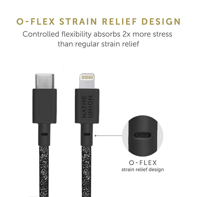 Native Union Belt Cable USB-C to Lightning - 10ft Ultra-Strong Reinforced Cable [MFi Certified] for iPhone 14, Phone 14 Plus, iPhone 14 Pro, iPhone 14 Pro Max, iPhone 13 and Earlier (Cosmos) Cosmos