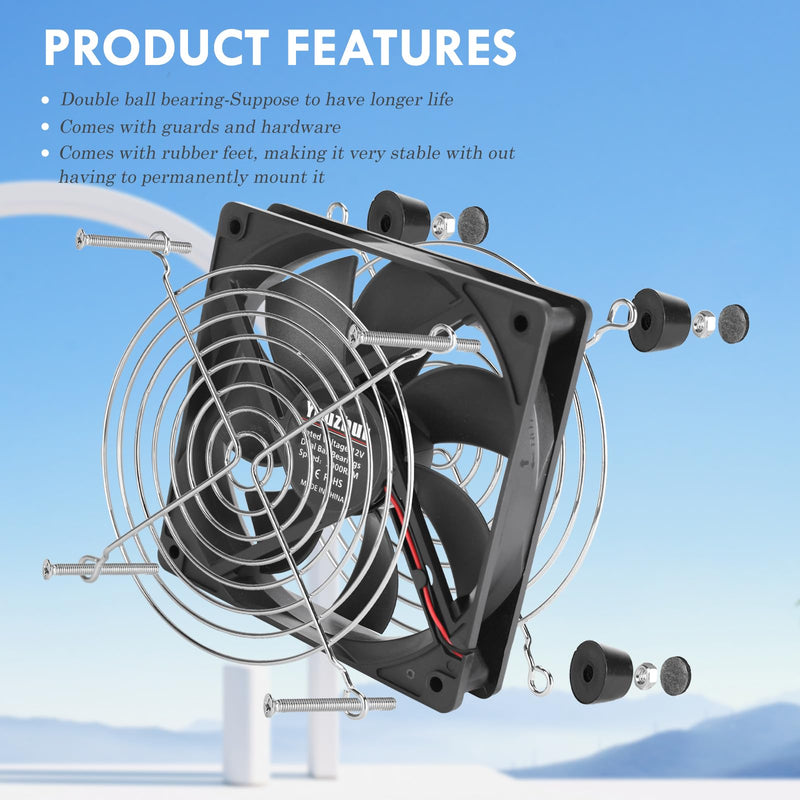 Computer Fan with AC Plug, Yeuzbur 110v 120v 220v Fan with Variable Speed Controller for DIY Cooling Ventilation Exhaust Projects
