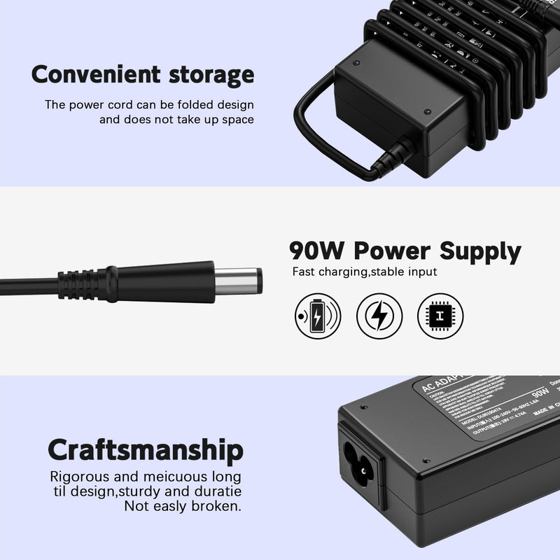 19V Power Cord Compatible with HP UltraSlim Docking Station HSTNN-IX10 Compatible with Slimline 260/400/500 Series D9Y32 Series V8P15AA