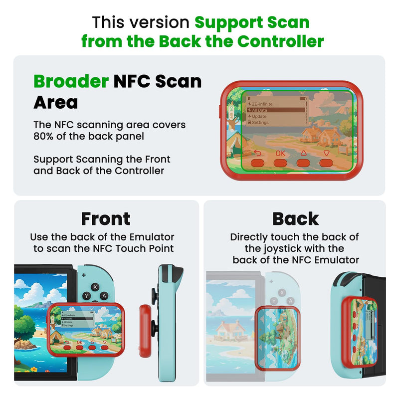 Joysfusion NFC Emulator, Store 3000 NFC Data, Support Ulimited Scan, 1.2" Screen, Easy Button Controls, Rechargeable for Endless Play, Compatible with 50+ Games (Red) Red
