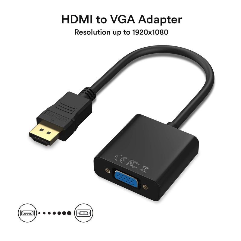 HDMI to VGA 1080P, HDMI Male to VGA Female with Audio for Laptop,pc,Desktop,TVbox,Xbox ,PS3,PS4 etc ---Black