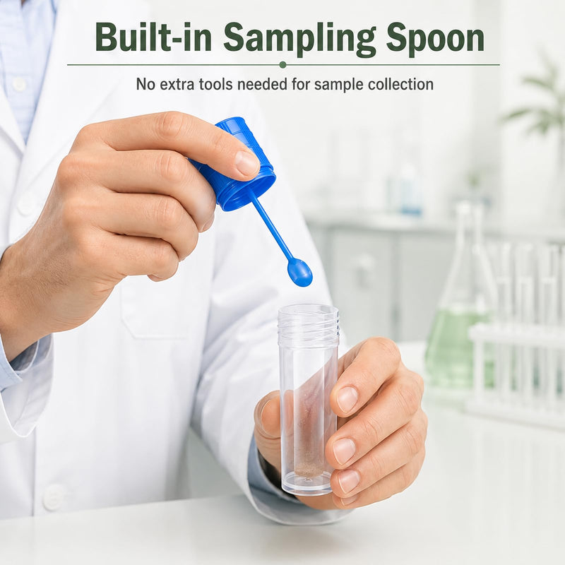 10 ampoules of 15 ml stool sample tubes, feces sample tubes, dog | With spoon, for removing dogs, cat waste for testing purposes