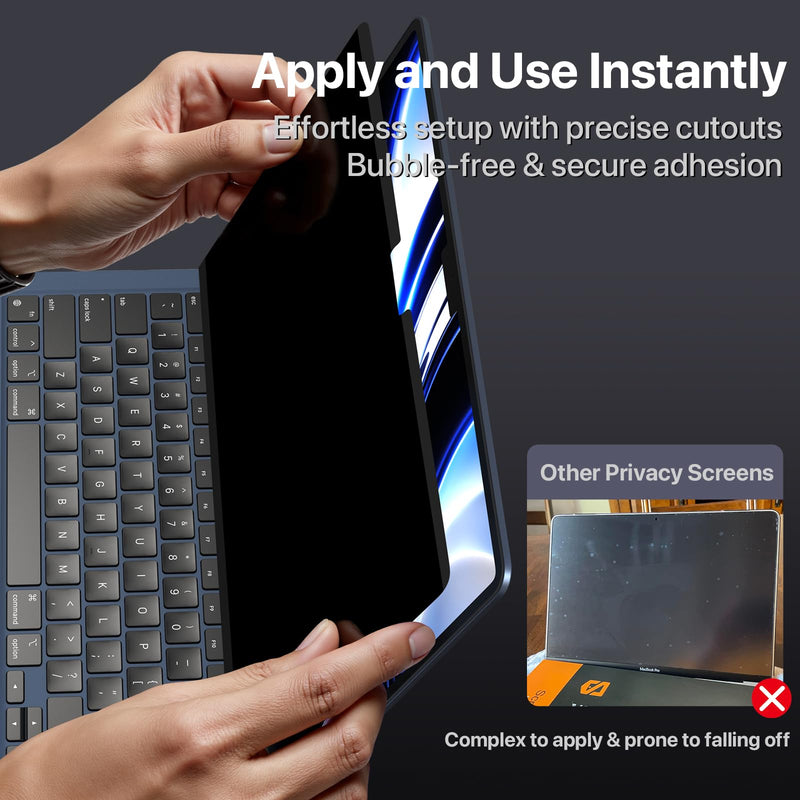 Privacy Screen for MacBook Air 13.6 Inch (2025–2022, A2681 A3113 A3240), Reusable Adhesive Wide-angle privacy Filter, High Light Transmission, Slim Fit, Easy to Wash & Removable- Clear Transparency (Smooth)