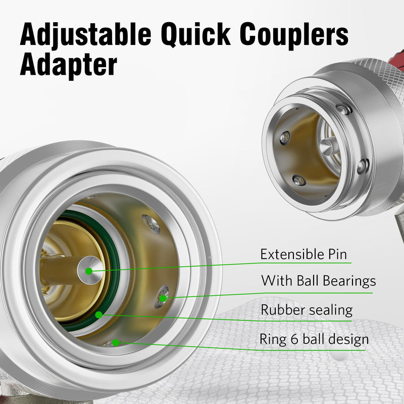 R134a Quick Coupler Adapter, Adjustable R134a Adapters, Quick Connectors for Car AC Systems, HP and LP Fittings for Evacuation and Recharging, 1/4" Flares, Set of 2