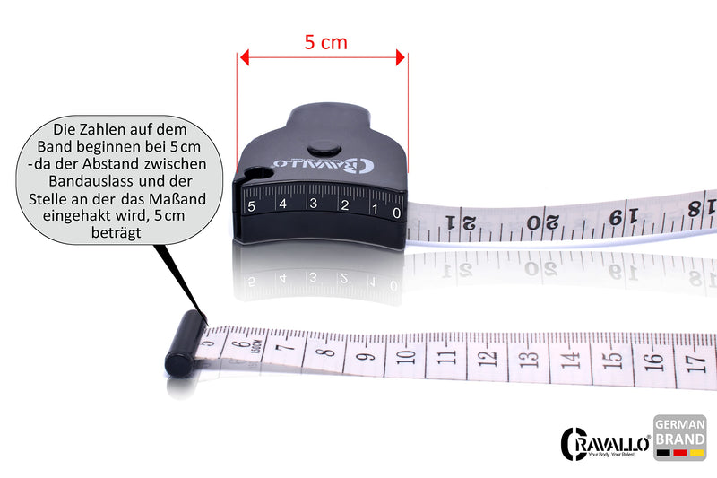 Cravallo® Ergonomic Body Measuring Tape I Circumference Measuring Tape I Fitness Measuring Tape I Sports Measuring Tape I Measuring Tape for Measuring Body Circumferences (DE Version in CM)