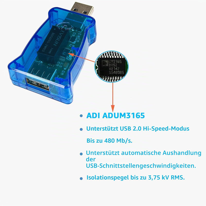 DSD TECH SH-G01B USB Isolator with High Speed ADI ADUM3165 Chip - 480Mbps