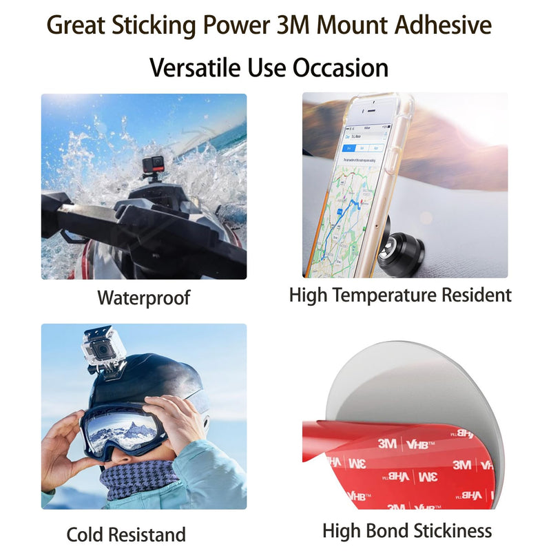 3 M Double Sided Adhesive Pads,Car Mount Sticky Pad Replacement. 3 M Sticky Dash Cam Mounting Tape.Heavy Duty Tape Sticker for Dashboard &Daily Use.Waterproof,Heat-resistant.Squares&Round,8 PCS