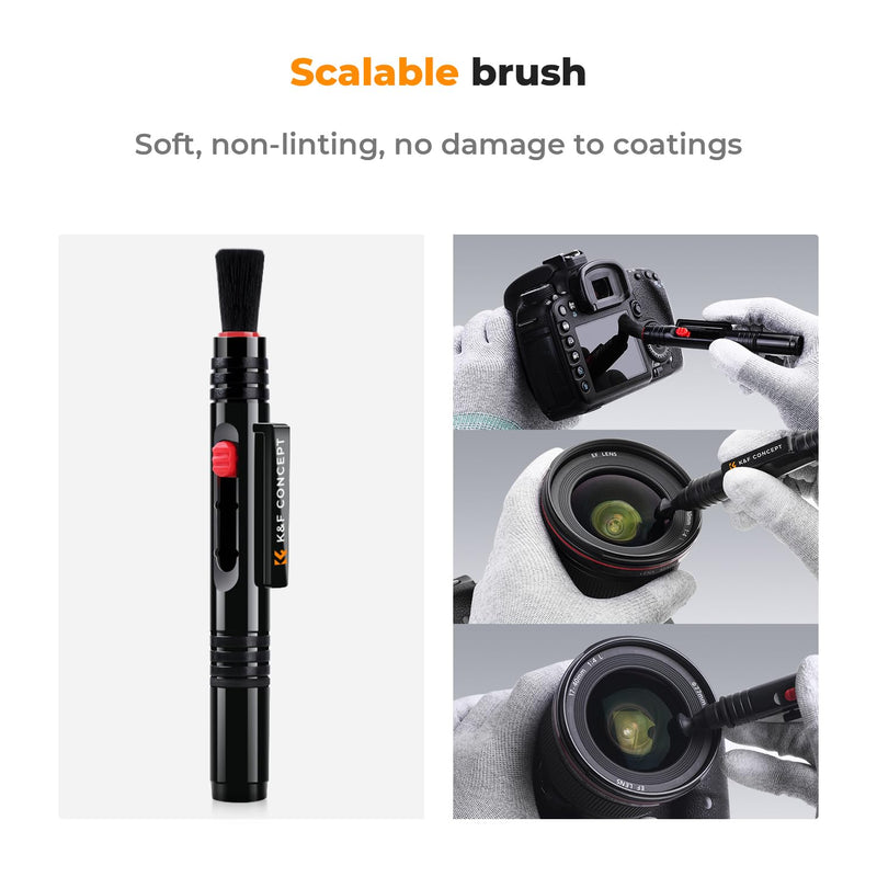 K&F Concept Professional Lens Cleaning Pen*3 with Soft Brush, Carbon Head Lens Cleaning Pen for Canon, Nikon, Pentax, Sony Digital Camera Cleaning,AR VR Glasses Cleaning