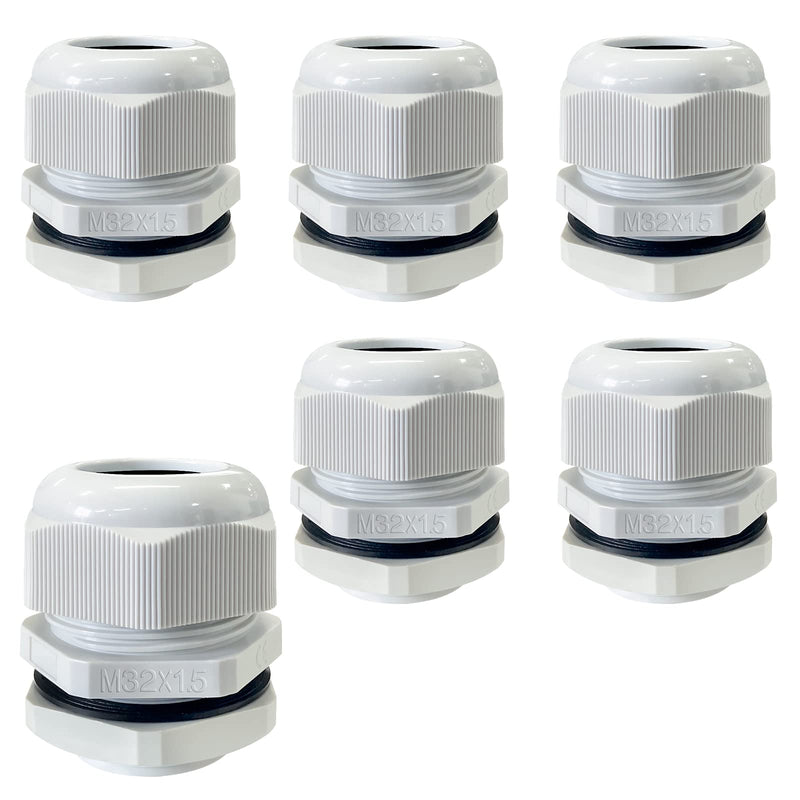 Pack of 6 cable glands, Bolatus M32 x 1.5 gray cable entry IP68 waterproof fire prevention cable glands with lock nut for cable entry