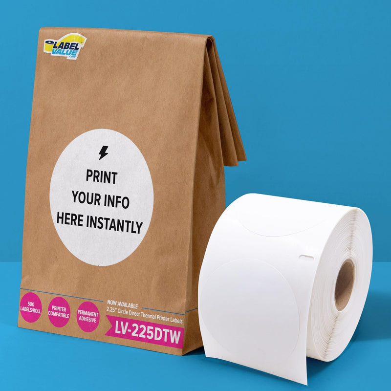 White 2.25" Circle Direct Thermal Labels