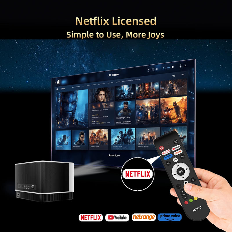 [Netflix Licensed &Dolby Audio]KTC Smart Projector 4K Supported TRUE 600ANSI Native 1080P with WiFi and Bluetooth & Dual Strong Speakers,Seamless Autofocus & Keystone Home Theater Proyector 2025
