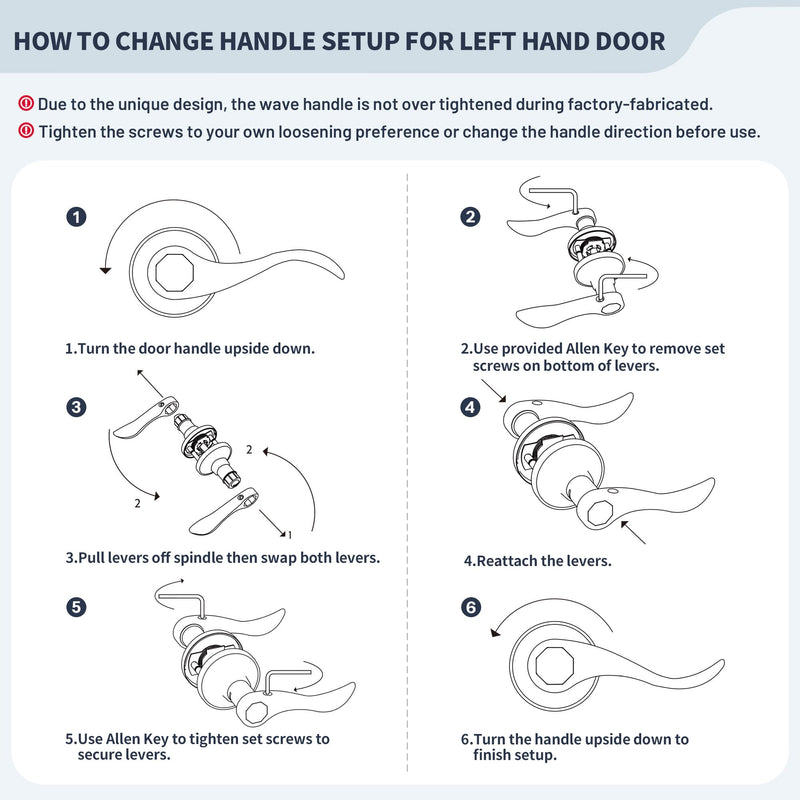 Wave Style Door Lever Keyed Entry Door Handle with Lock, Entrance Lever Reversible for Left/Right Handed for Office or Front Door with Satin Nickel Finish, 1 Pack Keyed Entry (With Lock & keys)