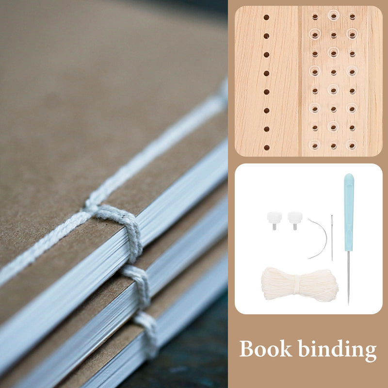 DIY Book Binding Kit - Metal & Wood Signature Punching Tool for Journals, Notebooks, Paper Binding - Adjustable Stitching Cradle for Precise Hole Punching, Ideal for Handmade Projects