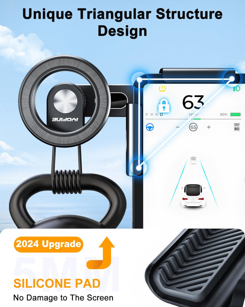 Tesla Phone Mount for tesla model y accessories 2025, No Glue Required, for MagSafe Magnetic Car Dash Phone Holder for Tesla Model 3/Y/S/X/Cybertruck Accessories (for Model 3/Y/S/X/Cybertruck) for Model 3/Y/S/X/Cybertruck