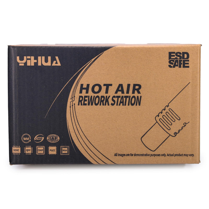 YIHUA 858D hot air soldering station desoldering station 700W for SMD soldering and desoldering with adjustable temperature and air volume, PID temperature control, auto start/stop function, hot air nozzles (EU PLUG)