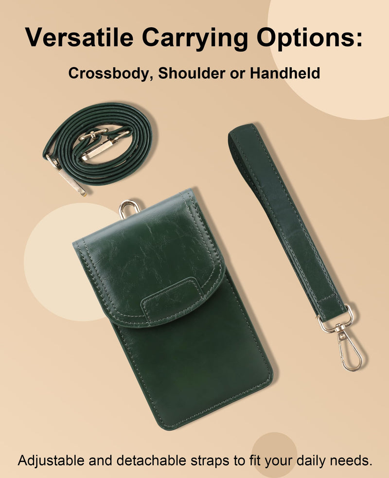 Lacdo Camera Case Bag for KODAK PIXPRO FZ55/FZ45/FZ53/FZ43 Digital Camera, Leather Crossbody Camera Sling Bag Purse, Lightweight KODAK PIXPRO FZ55 FZ45 Camera Bag Case with Shoulder/Hand Strap, Green
