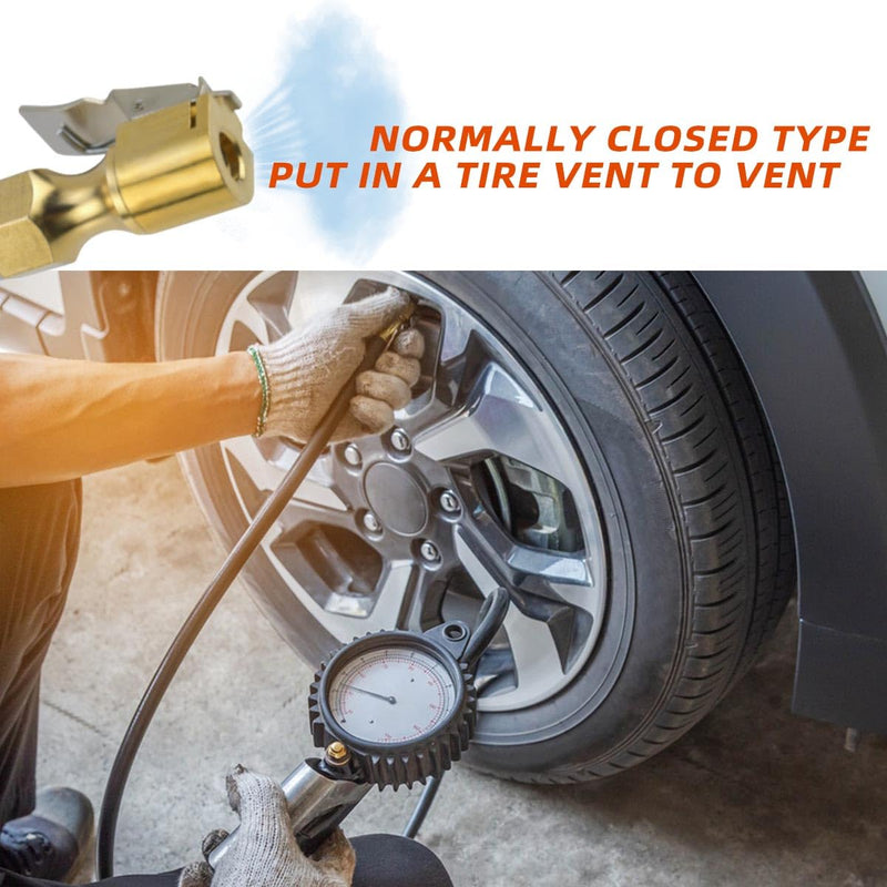Air Chuck with Clip Tire Inflator Compressor with Clip Closed Flow Lock Brass Tire Chuck Hose Connect Accessories Heavy Duty Inflator Gauge Compressor Accessories Locking Tire InflatorAdapter Connect