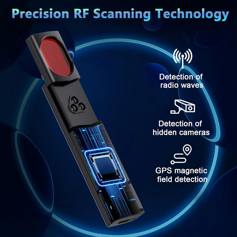 Hidden Camera Detectors, High Accuracy Spy Camera Finder, Portable Hidden Bug and Camera Detector, 5 Levels Sensitivity 6 Modes, Wireless Rechargeable for Home, Car, Hotel, Travel, Full