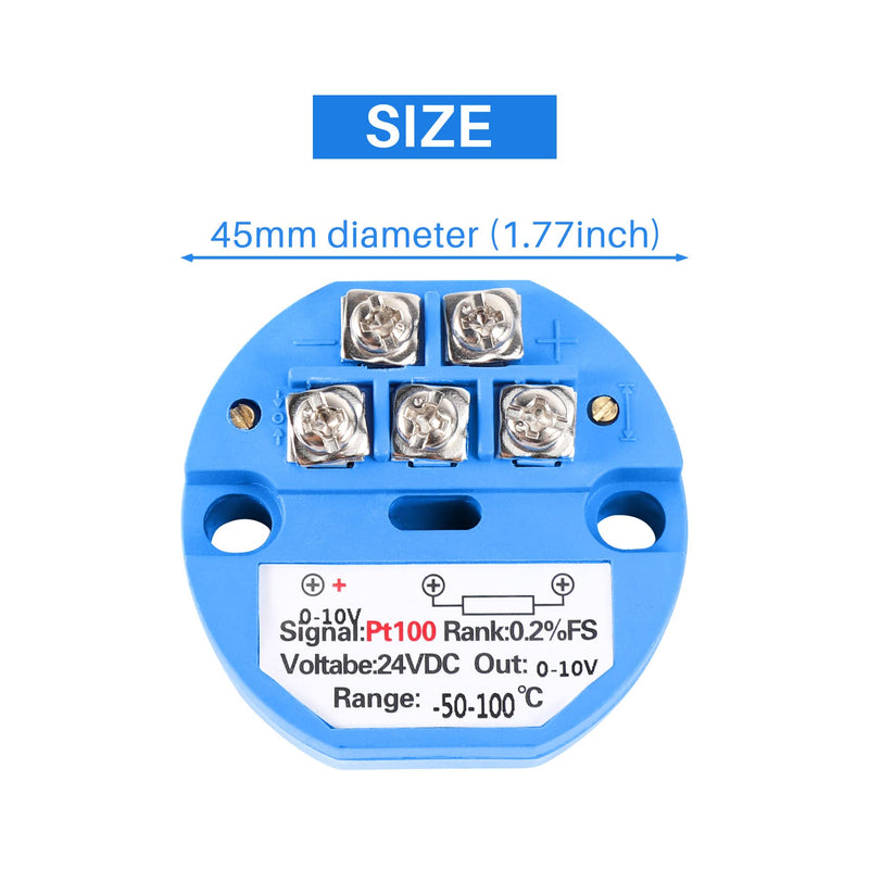 Smallterm RTD PT100 Temperature Transmitter DC24V 50~100 Degree Output 0-10V