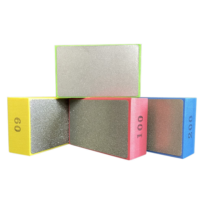 POHOVE 4pcs Diamond Hand Polishing Pads, Diamond Grinding Block Set, Glass Grinding Pads for Grinding Concrete, Glass, Stone, Granite, Marble, 60#, 100#, 200#, 400# (as shown) see picture