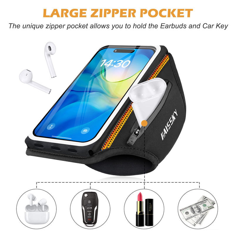 Running Phone Armband with Airpods Holder - 3D Design Cell Phone Armband for iPhone 15/14/13 Pro/Plus & Galaxy S20/S10, Water Resistant Sports Phone Holder with Key Slot - Ideal for 6.9" Phones