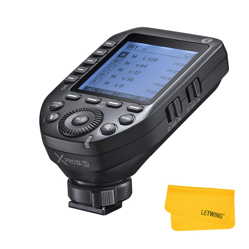 Godox XProII-S Wireless Flash Trigger for Sony Cameras, 2.4G TTL Wireless Flash Transmitter HSS 1/8000S, TCM Transform Function, Bluetooth Connection, New Hotshoe Locking, Large LCD Display