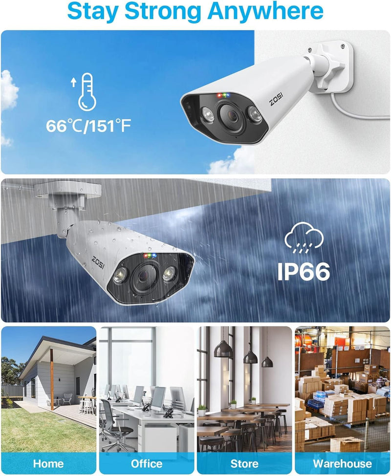 ZOSI 5MP PoE Add-on Camera, Face Person Vehicle Detection, 2 Way Audio, Starlight Night Vision, Sound&Light Siren, 3K Weatherproof Outdoor Indoor Home Bullet IP Cam, Only Compatible with ZOSI POE NVR POE-1Cam