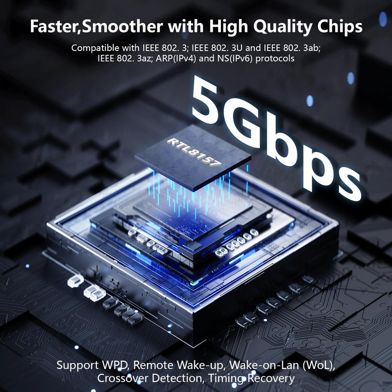 USB to Ethernet Adapter 5Gbps, Aluminum Driver Free USB-C to RJ45 5000Mbps Gigabit Ethernet LAN Network Adapter for iPhone 17/16,iPad,Galaxy,Switch,Laptop,PC, MacBook,Windows,MacOS,Linux 5Gbps USB-C/USB 3.0 to Ethernet Adapter