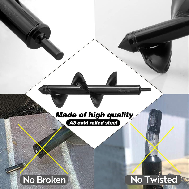 3Pcs Garden Drill Auger Planter, 1.6x9 +2x16.5 +3.2x11.8 in>Ruooson Spiral for Planting Flower Bulb Auger, Rapid Planter Digger for 3/8" Hex Drive (1.6x9 in+2x16.5 in+3.2x11.8 in)