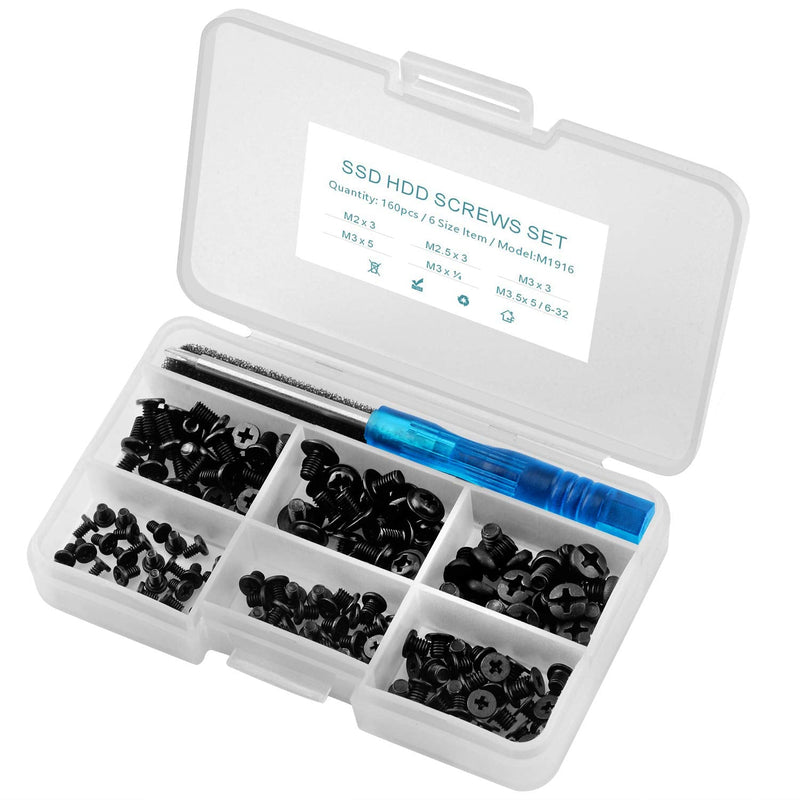 160Pcs Laptop Notebook SSD HDD Screws Kit for Lenovo Toshiba Gateway Samsung HP IBM Dell Sony Acer Asus SSD Hard Disk SATA