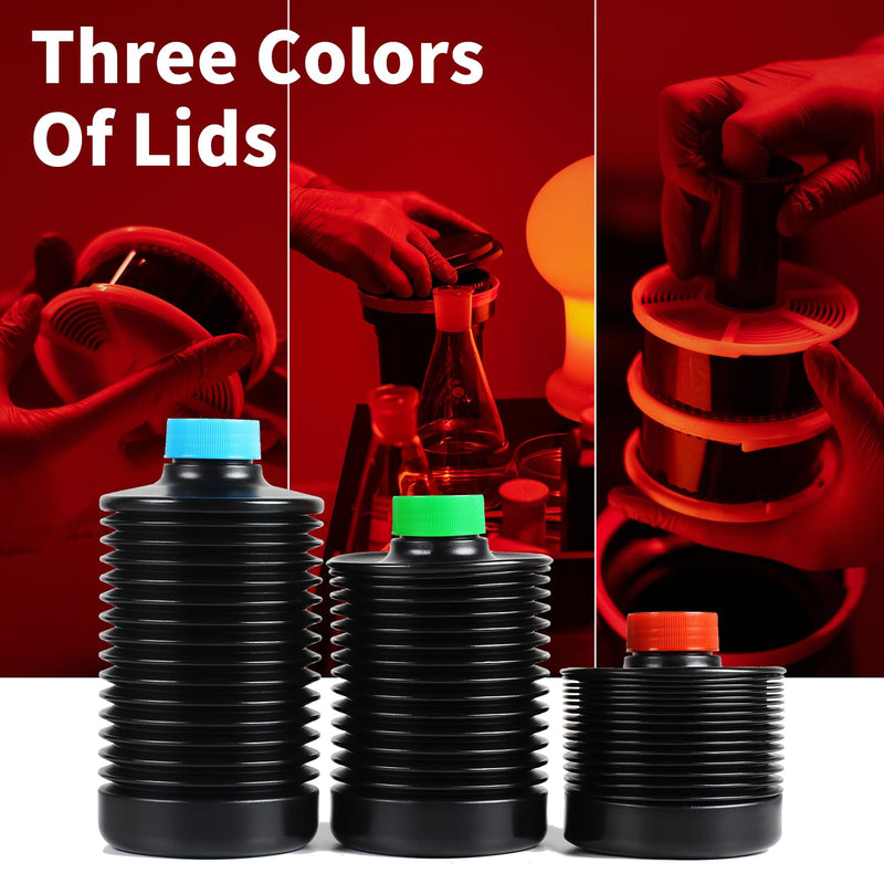 eTone 3X 1000ml Collapsible Darkroom Chemical Storage Bottles Foldable Liquid Container Film Photo Developing Processing Equipment Anti Oxidation Storage Laboratory Accessories