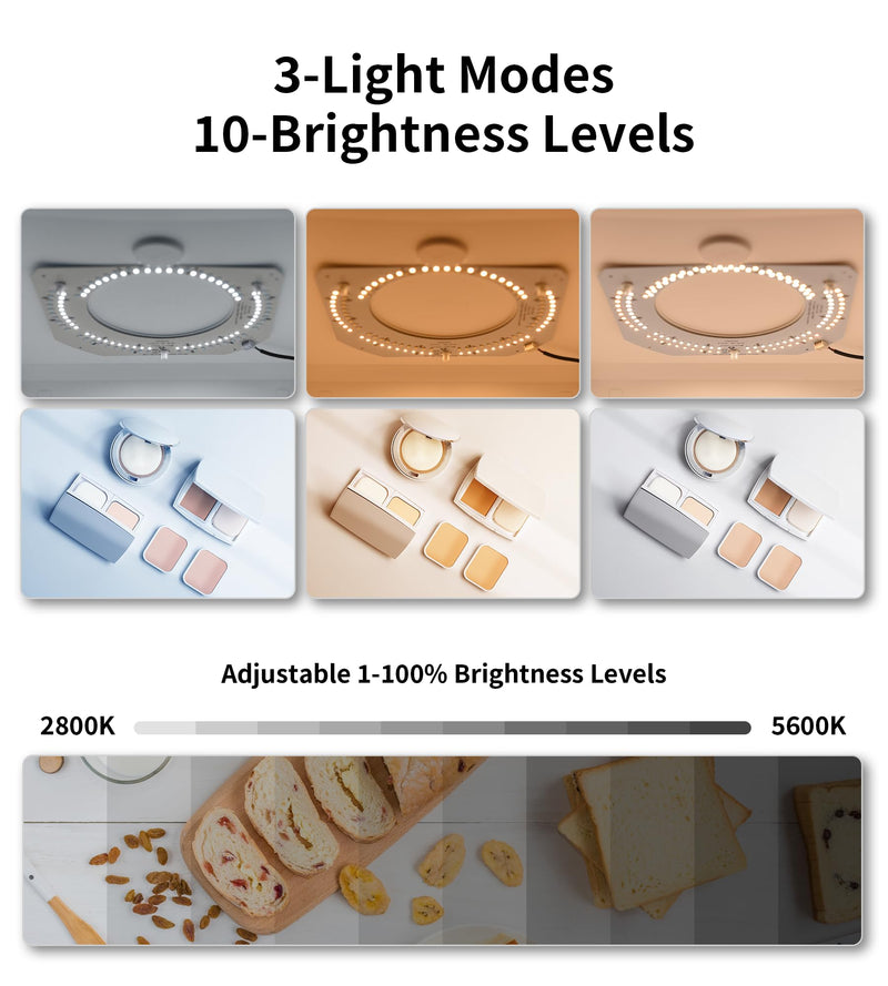Llight Box Photography 12" Portable Folding Photography Light Tent kit with 120pcs LED Light 4 Colors Backgrounds for Necklaces, Rings, Watch, Cosmetics, etc. 10" Products 12"*12" White