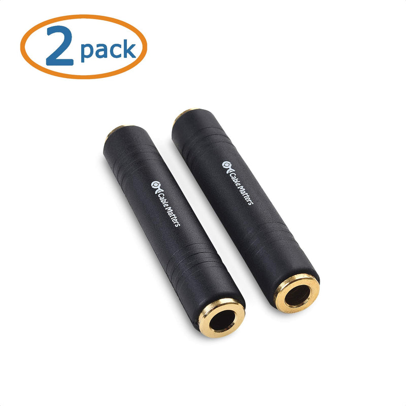 Cable Matters 2-Pack 1/4 Coupler TRS Extension Adapter (1/4” TRS Female to Female Adapter)