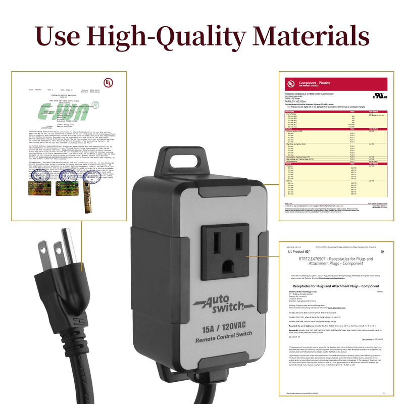 O'SKOOL 120V Wireless Remote Control Dust Collector Starter Outlet Switch (Battery Included), PTA09 One Channel