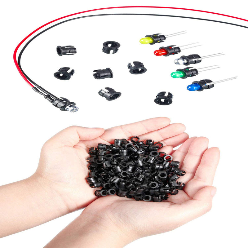 RUNCCI-YUN 60pcs DC 12V pre-wired light, 5mm LEDs with 20cm cable, pre-wired LED diodes light white warm white red blue green yellow + 60pcs 5mm plastic LED mounting rings + 9V battery connection 5mm & warm white white red blue green yellow