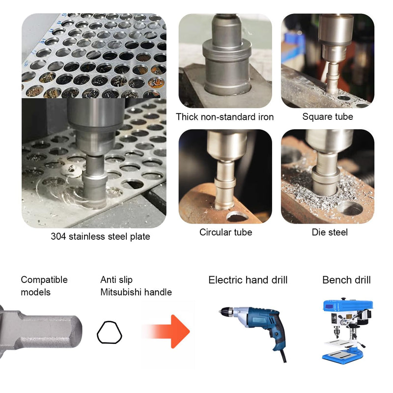 5PCS Hole Saw Kit with Case, Carbide Hole Cutter Set for Metal, TCT Hole Saw Set for Hard Metal Plastic and Wood, Within 7/8" to 1-3/8" Cutting Diameter (7/8" to 1-3/8")-5PC