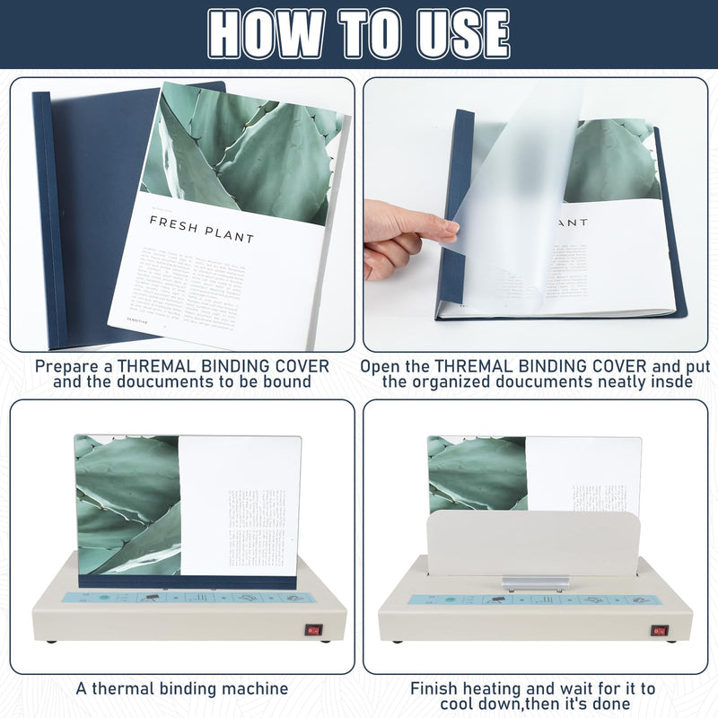 10 Pcs Thermal Binding Covers, 8.5 x 11 Inch Letter Size, 1 Inch Spine Holds 240 Sheets, Clear Front Paper Back Report Cover Suitable for Schools Offices Presentation(Blue) Blue