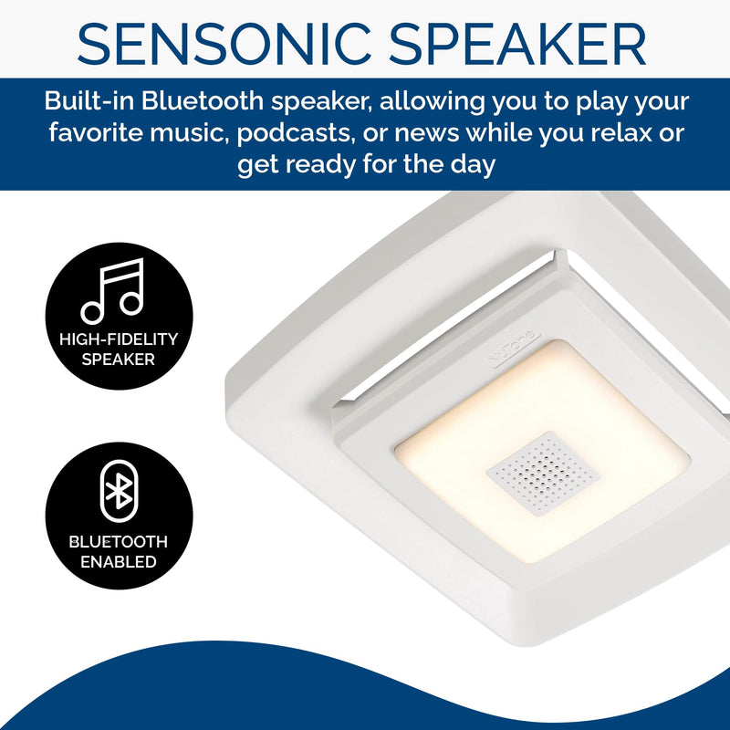 Broan-NuTone Nested Bluetooth Speaker Quick Install Bathroom Exhaust Fan Grille/Cover w/LED Light, White