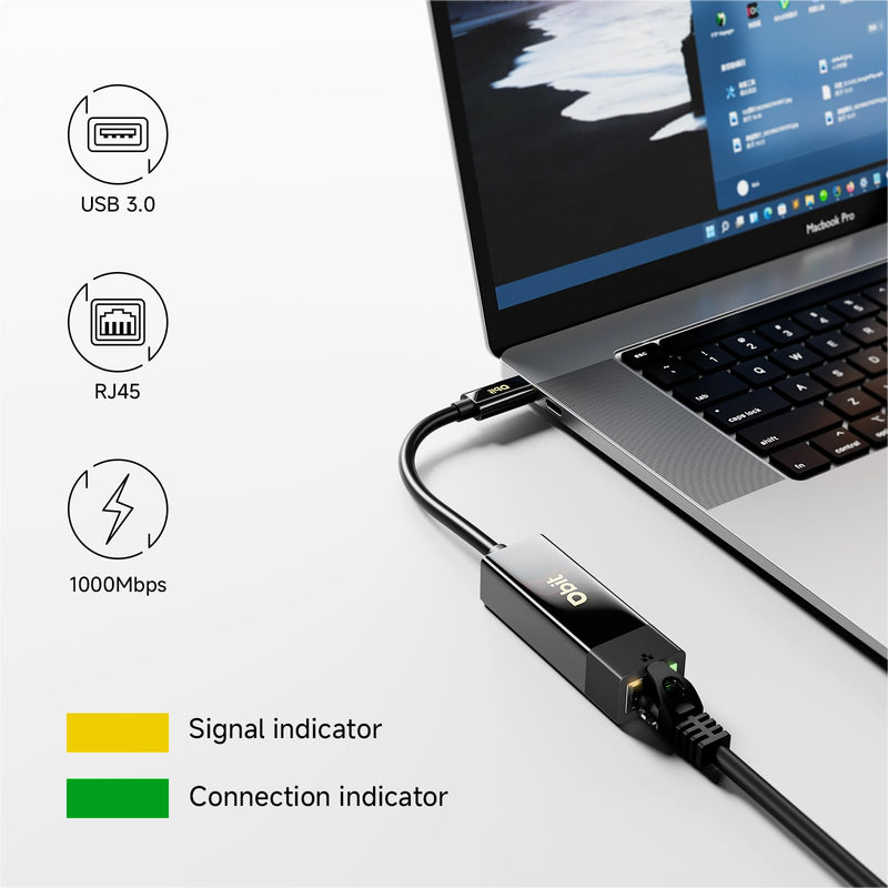 DBIT USB C to Ethernet Adapter, Gigabit RJ45 to Type-C (Thunderbolt 4/3) Ethernet LAN Network Adapter, Plug and Play, Compatible with Smart Phone, MacBook Pro, iPad Pro, Surface, Dell XPS and More Type-C to Ethernet Adapter