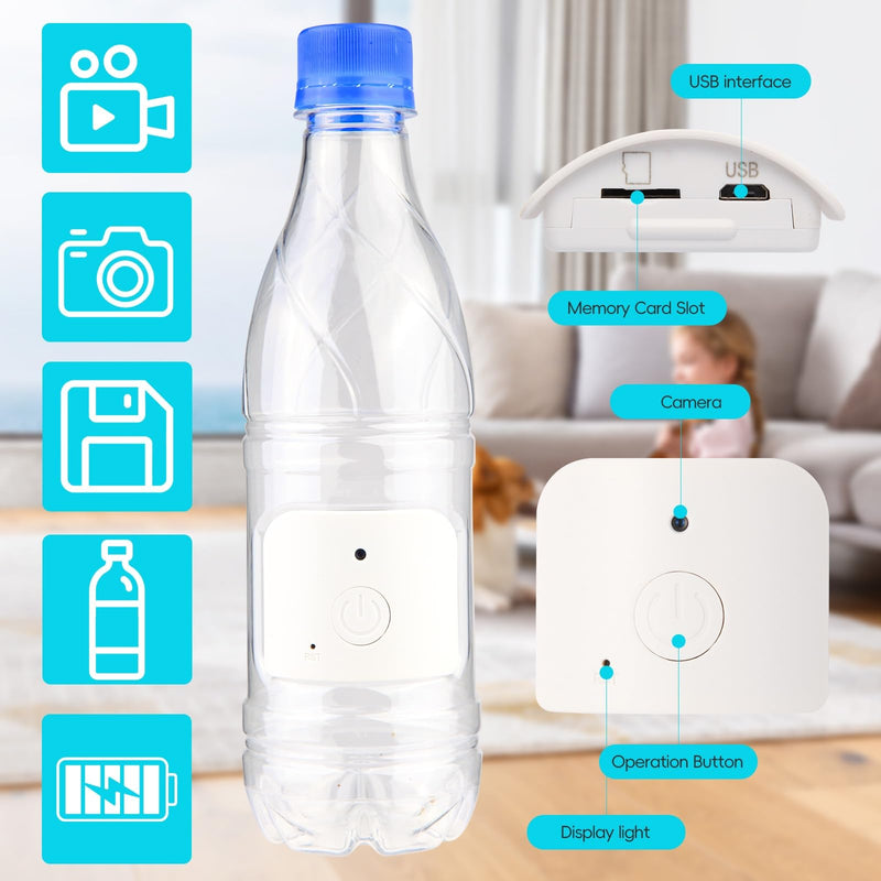Hidden Camera Bottle - Mini Camera - Wireless Nanny Cam - Full HD - Indoor Home Security-No WiFi Small Camera