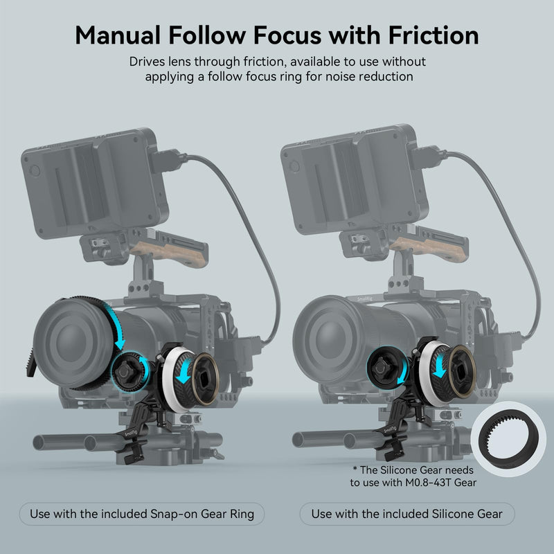 SmallRig Mini Follow Focus with A/B Stops & 15mm Rod Clamp and Snap-on Gear Ring Belt for DLSRs and Mirrorless Cameras, Fits Different Diameter Lenses Up to 114mm - 3010C