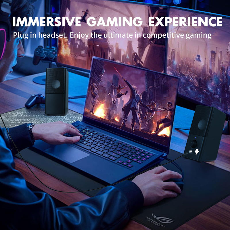 H21 Computer Speakers, Desktop Speakers 2.0 Multi Device Stereo Speaker, Volume Control PC Speakers, USB Powered Gaming Speakers with 3.5mm Aux Cable for PC Monitor Laptop Tablet Phone