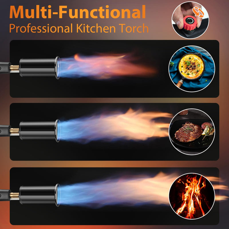 Aboutool Propane Torch, Charcoal Starter Flame Thrower Sous Vide Cooking Torch with Igniter Searing Torch for BBQ Grill Campfire Starter (Propane Tank Not Included)