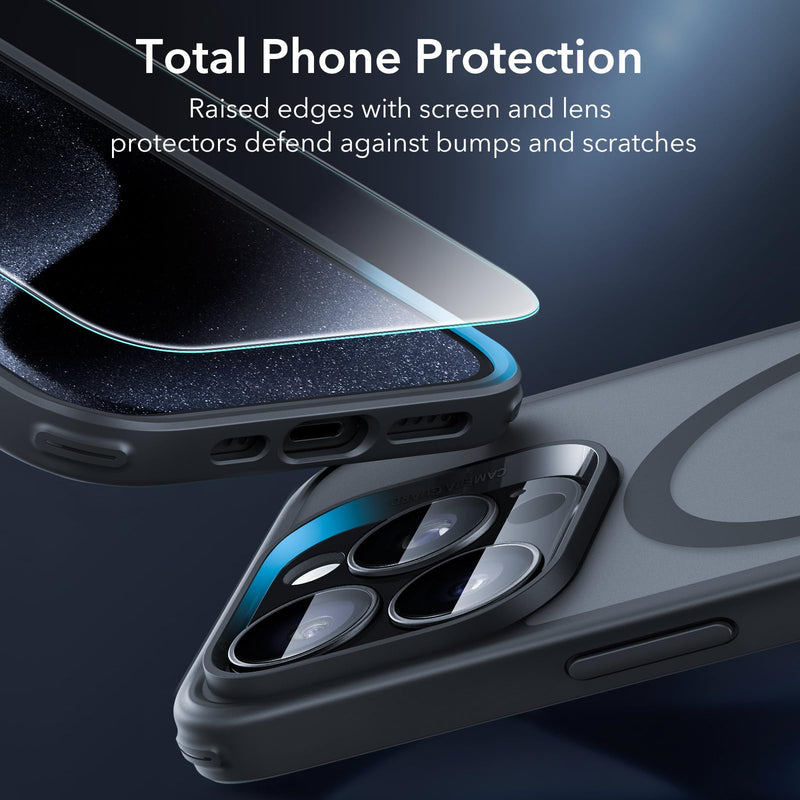 ESR for iPhone 15 Pro Case Set, Translucent Matte Case with Screen Protector, Compatible with MagSafe, Military-Grade Protection, Classic Series, Frosted Black
