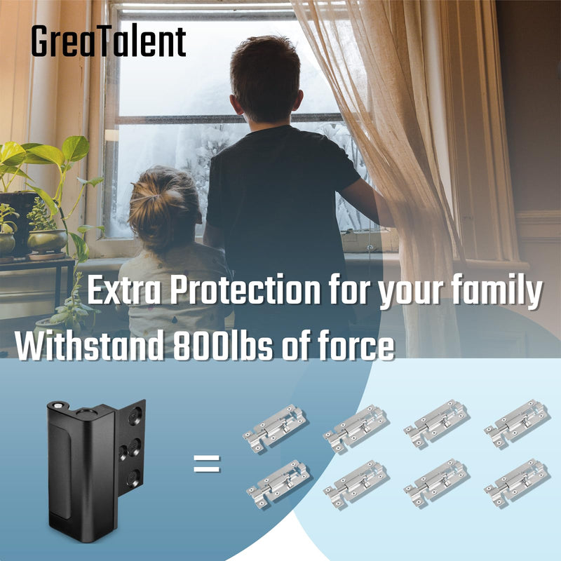 GreaTalent 2Pack Home Security Door Reinforcement Lock Childproof, Add High Security to Home Prevent Unauthorized Entry, Aluminum Construction Finish Black Aluminum-2Pack