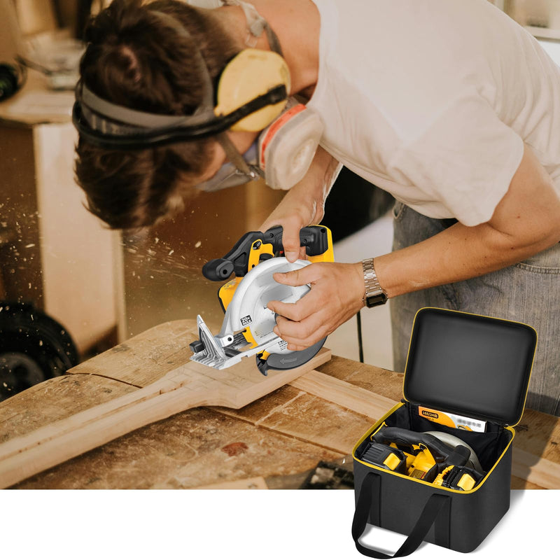Universal Tool Bag for DEWALT 20V MAX Circular Saw DCS391B/DCS565B, for Makita XSS02Z 18V Sierra Circular - Case Only (Black) Yellow